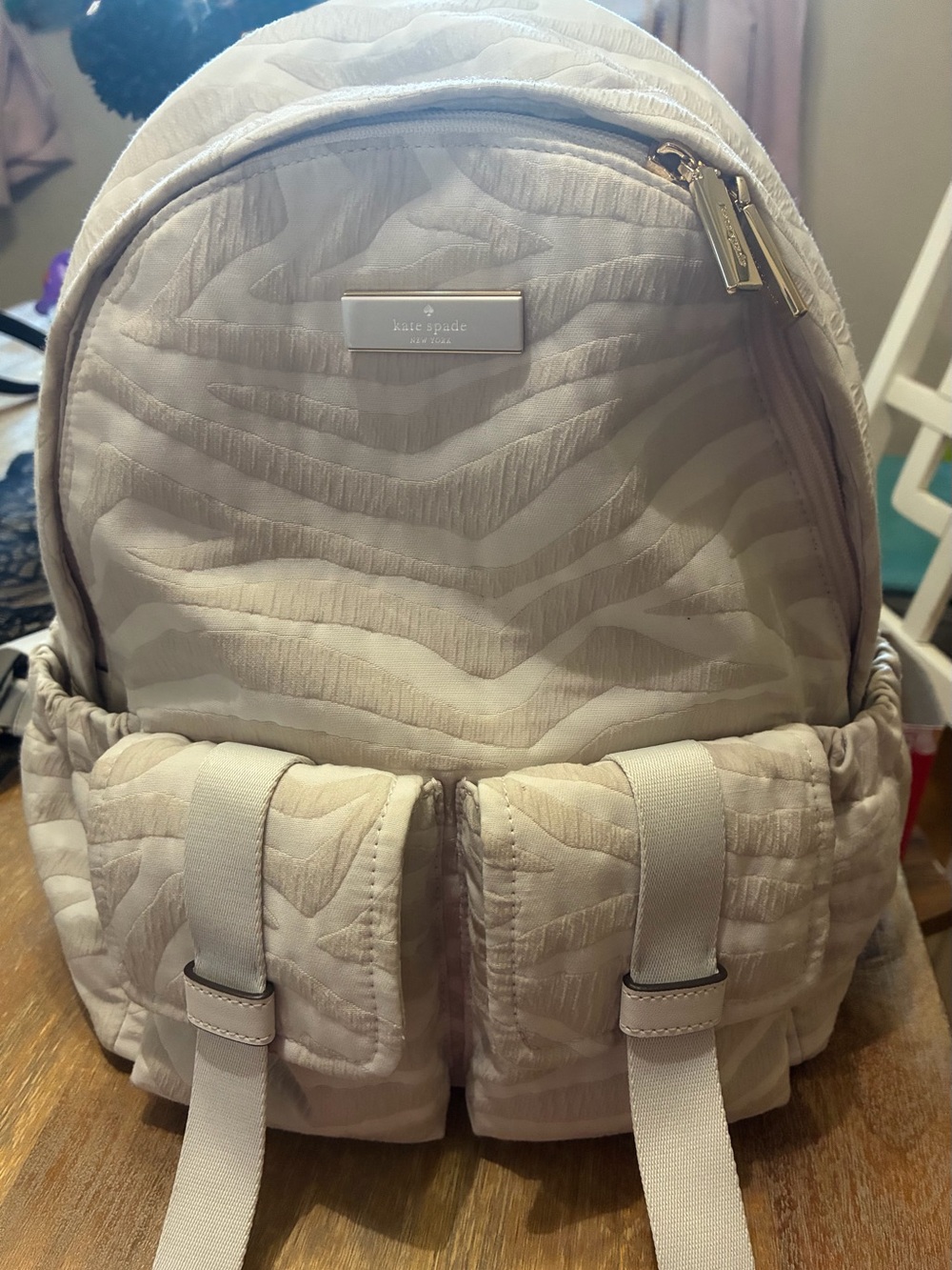 kate spade Quilted Cream Zebra-Pattern Backpack
